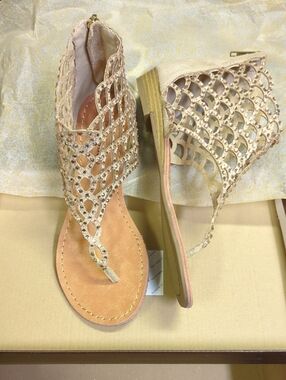 Zigi Soho Gold Embellished Cutout Gladiator Sandals